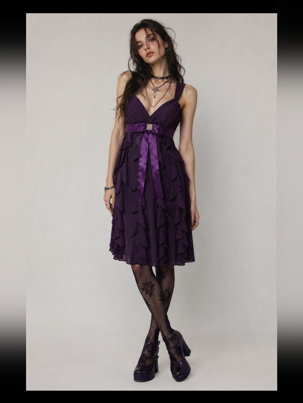 DJ Jaz Brooch Ribbon Empire Waist Cocktail Dress 4 Fairygoth 90s Y2K Grunge #3.4